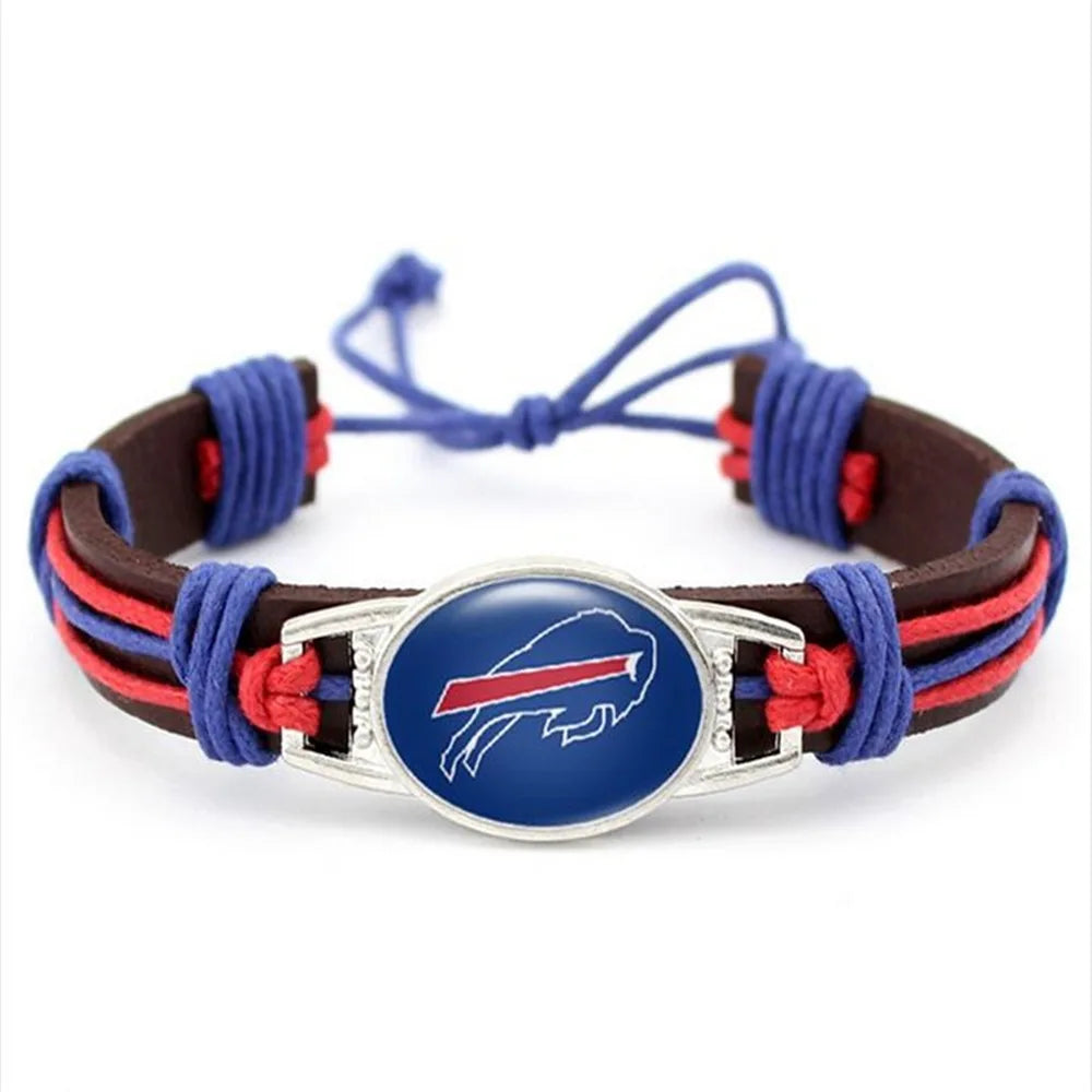 NFL Leather Charm Bracelet with Vintage Butterfly & Pearl Accents