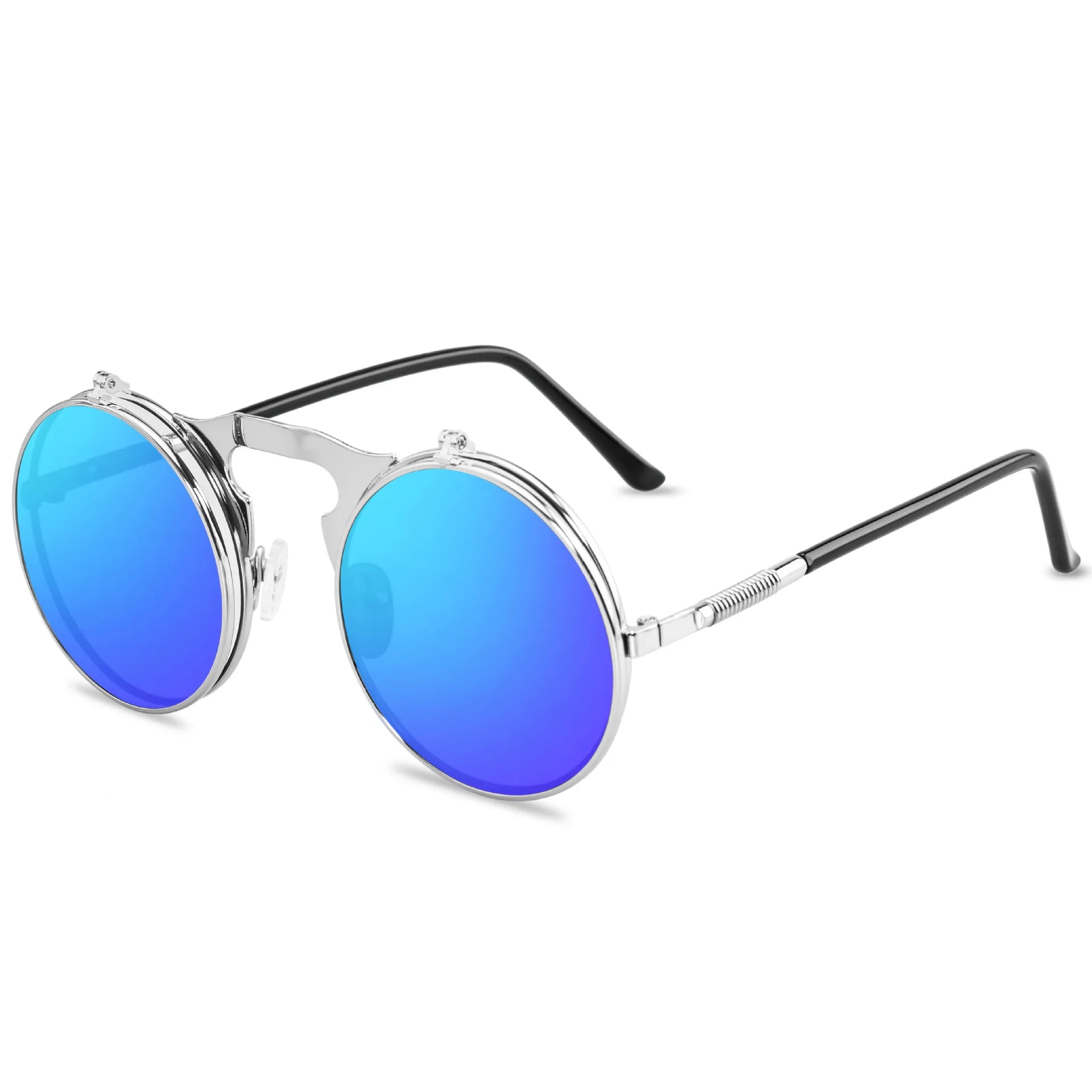 Vintage Steampunk Flip Sunglasses Retro Round Metal Sun Glasses for Men and Women Brand Designer Circle Oculos