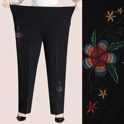 Extra Large Size XL-8XL Middle-aged Women Trousers Autumn New High Waist Elastic Casual Pants Winter Thick Velvet Warm Pants 282