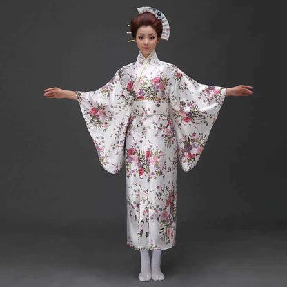 Fashion National Trends Women Sexy Kimono Yukata With Obi Novelty Evening Dress Japanese Cosplay Costume Floral One Size