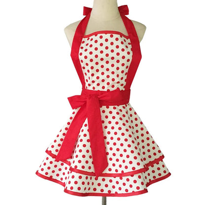 SS69 Cotton Princess Apron for Women, Oilproof Kitchen Cooking Waist Apron