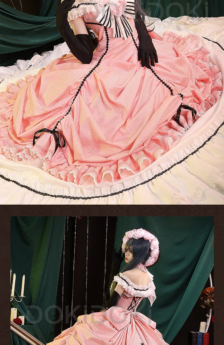 DokiDoki Ciel Phantomhive Cosplay Evening Dress Bustle Costume