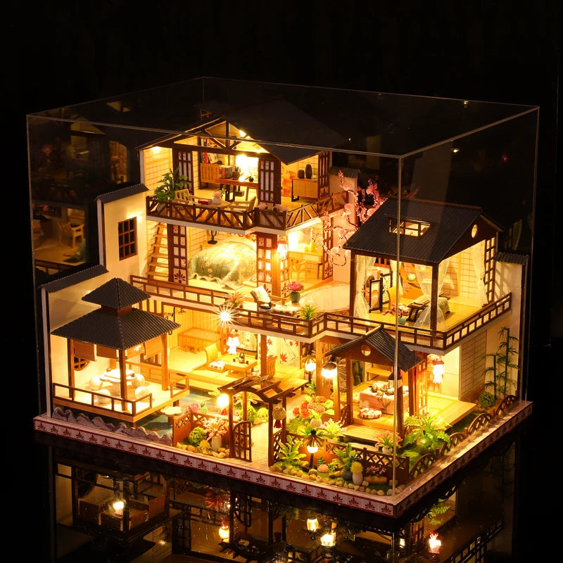 Doll House Wooden Furniture Diy Dollhouse Miniature Puzzle Assemble Miniatures Dollhouse Kits Educational Toys For Children Gift SS69