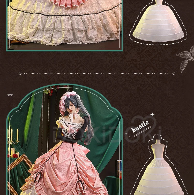DokiDoki-SSR Ciel Phantomhive Cosplay Women Evening Dress Bustle Costume