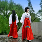 Anime Inuyasha Cosplay Costumes Red Japanese Kimono Higurashi Kagome Kikyo Sesshoumaru for Halloween Party Wigs Free wigcap