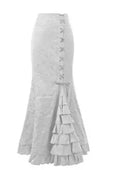 1pcs/lot Women Skirt vintage  Style Retro Mermaid Skirt Vintage Long Ruffle Slim Fishtail Skirt lace-up long print skirt - SS69