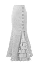 1pcs/lot Women Skirt vintage  Style Retro Mermaid Skirt Vintage Long Ruffle Slim Fishtail Skirt lace-up long print skirt - SS69