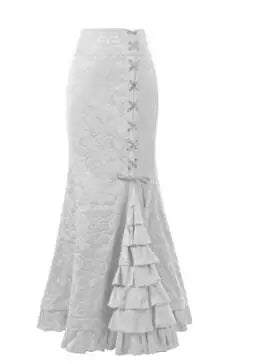 1pcs/lot Women Skirt vintage  Style Retro Mermaid Skirt Vintage Long Ruffle Slim Fishtail Skirt lace-up long print skirt - SS69