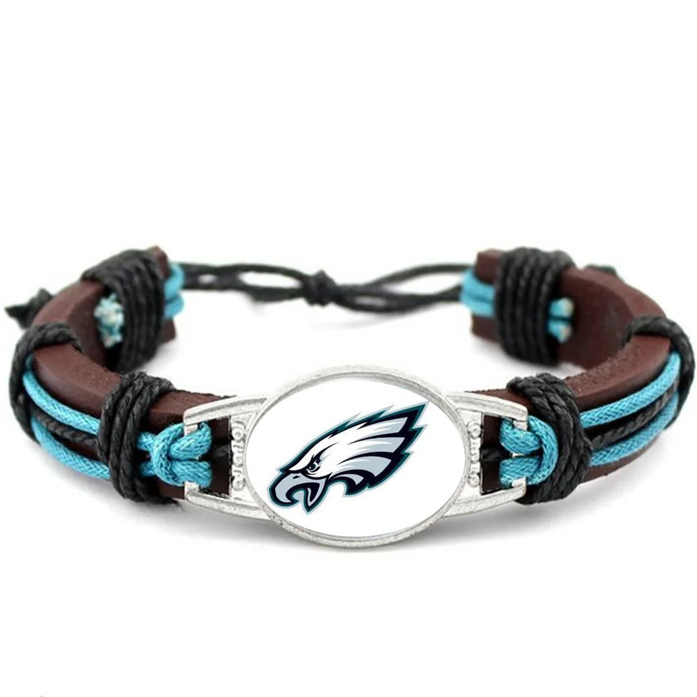 NFL Leather Charm Bracelet with Vintage Butterfly & Pearl Accents