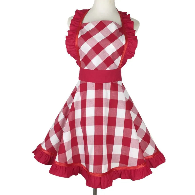 SS69 Cotton Princess Apron for Women, Oilproof Kitchen Cooking Waist Apron