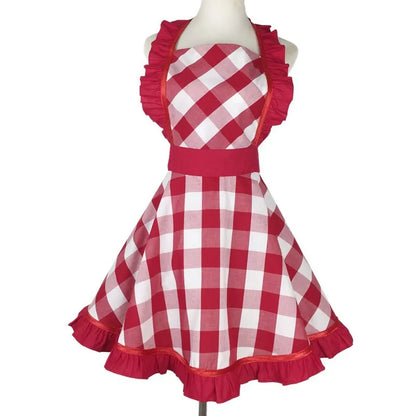 SS69 Cotton Princess Apron for Women, Oilproof Kitchen Cooking Waist Apron