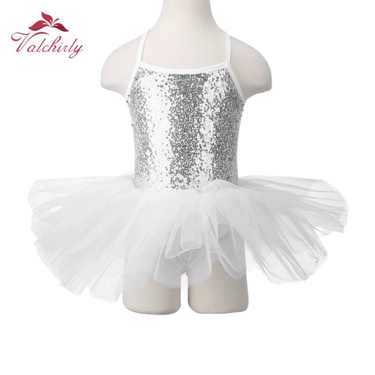 Valchirly Girls Sequined Ballet Leotard Tutu Dress for Dance and Gymnastics