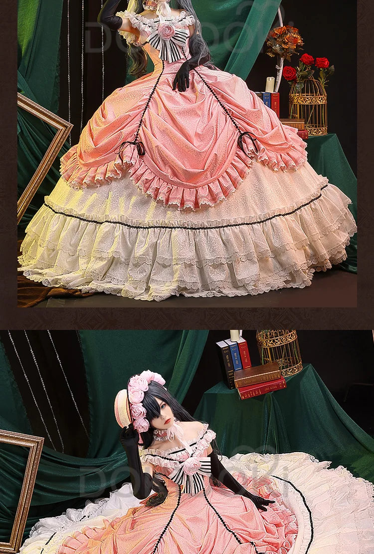 DokiDoki-SSR Ciel Phantomhive Cosplay Women Evening Dress Bustle Costume