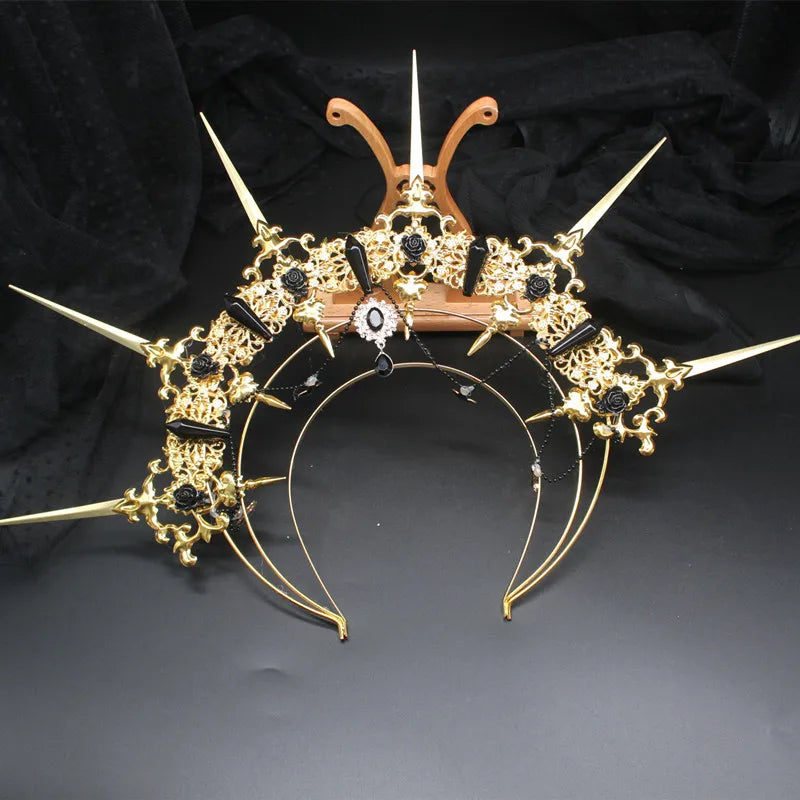 Baroque Gold Halo Headband Tiara - Lolita Vintage Goddess Style