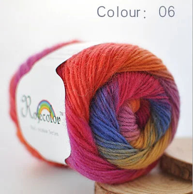 100% Wool Yarn Rainbow Color for Hand Knitting Crochet Plush Thickness Lanas Thread DIY Soft Scarf Shawl Sweater Free Shipping
