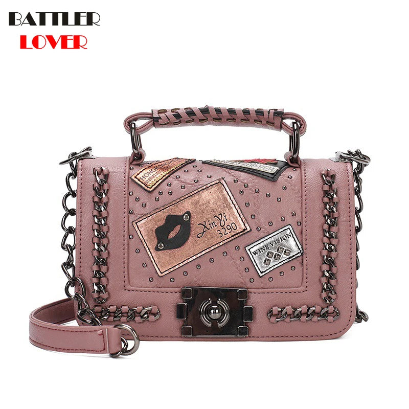 European Brand Design Chain Motorcycle Bags Women Clothing Shoulder Rivet Zipper Jacket Bag Messenger Bag Women Leather Handbags