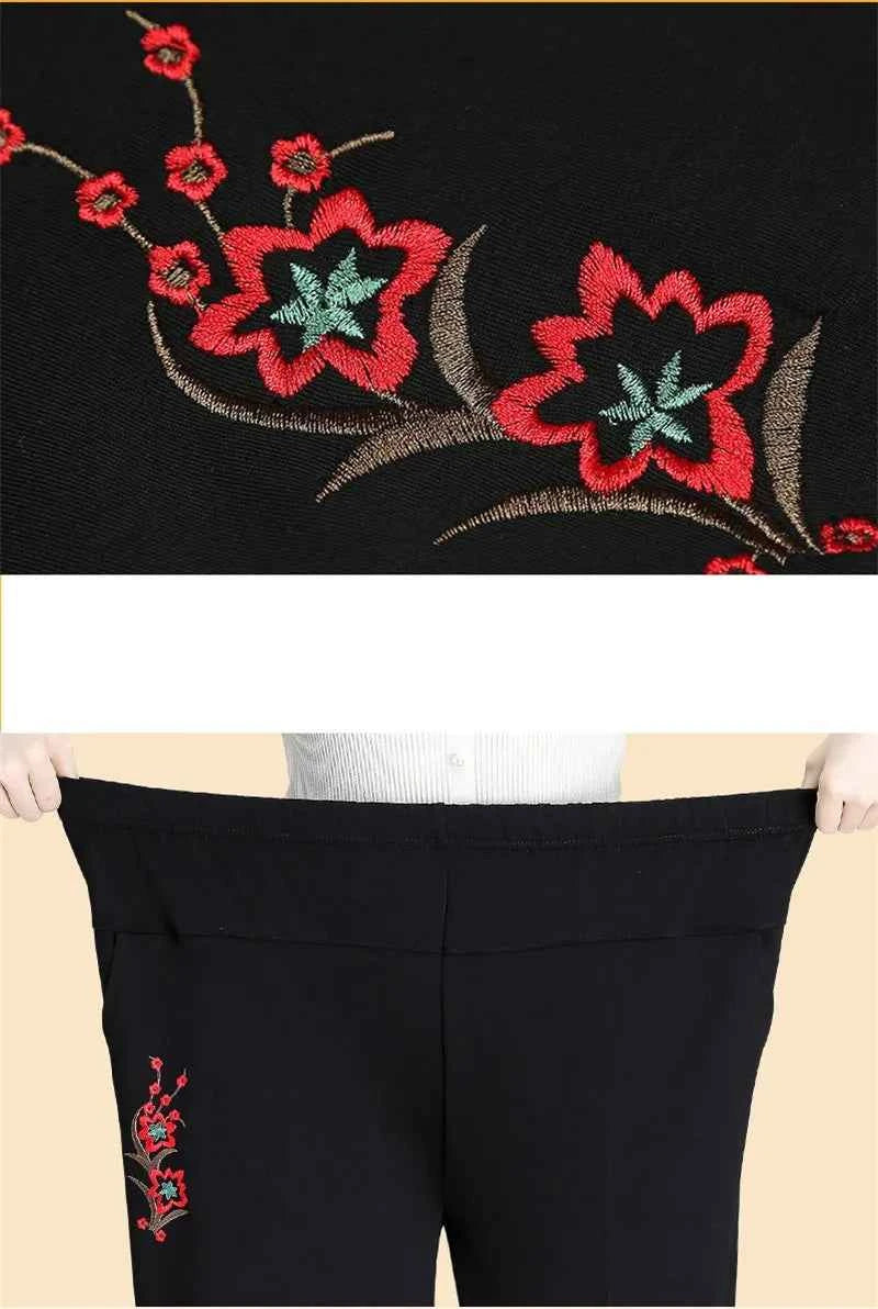 Extra Large Size XL-8XL Middle-aged Women Trousers Autumn New High Waist Elastic Casual Pants Winter Thick Velvet Warm Pants 282