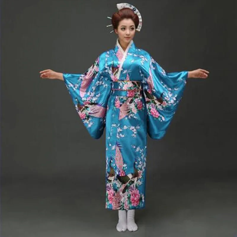 Traditional Japanese Yukata Kimono with Obi - Women's Evening Dress