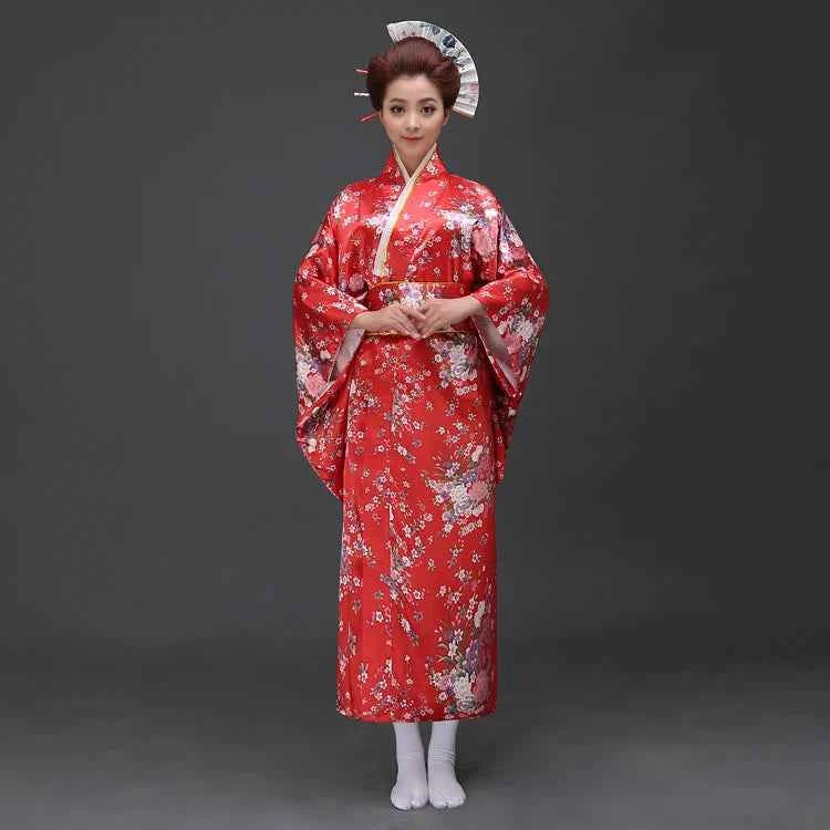 Fashion National Trends Women Sexy Kimono Yukata With Obi Novelty Evening Dress Japanese Cosplay Costume Floral One Size