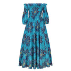 African National Print Party Dress Women Casual Sexy Slash-neck Lady Maxi Dress New Vintage Long-sleeved Loose Elegant Dresses