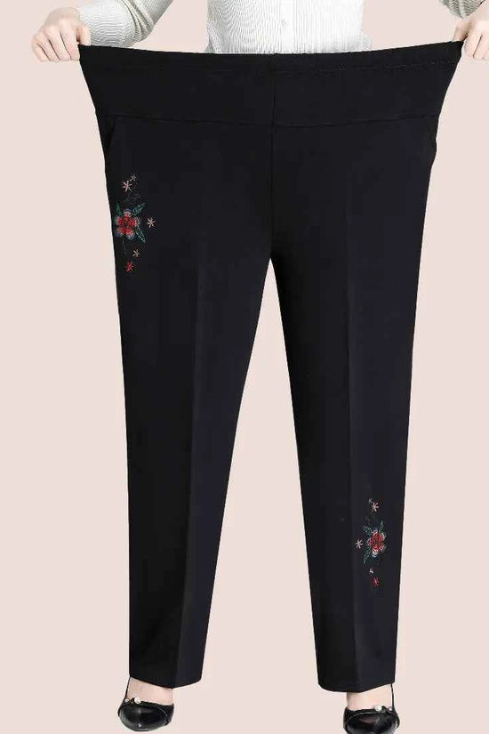 Extra Large Size XL-8XL Middle-aged Women Trousers Autumn New High Waist Elastic Casual Pants Winter Thick Velvet Warm Pants 282