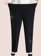 Extra Large Size XL-8XL Middle-aged Women Trousers Autumn New High Waist Elastic Casual Pants Winter Thick Velvet Warm Pants 282