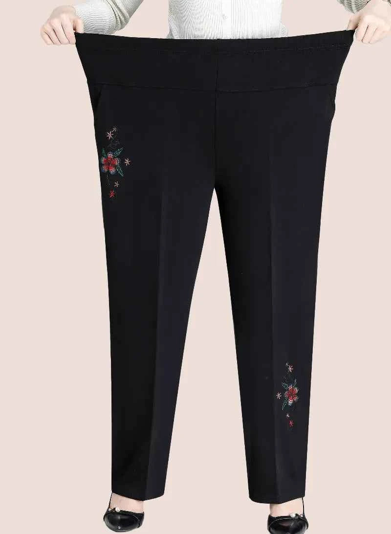 Extra Large Size XL-8XL Middle-aged Women Trousers Autumn New High Waist Elastic Casual Pants Winter Thick Velvet Warm Pants 282