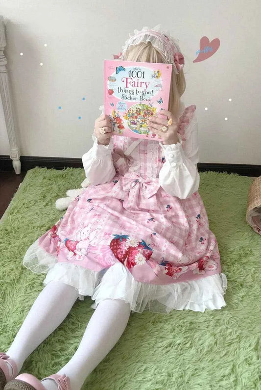 KOSAHIKI Japanese Lolita Dress Girls Strawberry Bunny Jsk Dresses Women Harajuku Sleeveless Cute  2026 Cosplay Vestido