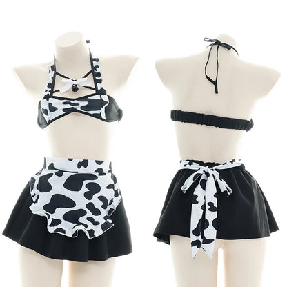 AniLV Cow Series Swimsuit Bodysuit Bikini Maid Unifrom Costume Summer Beach Kawaii Girl Swimwear Skirt Uniform Set Cosplay