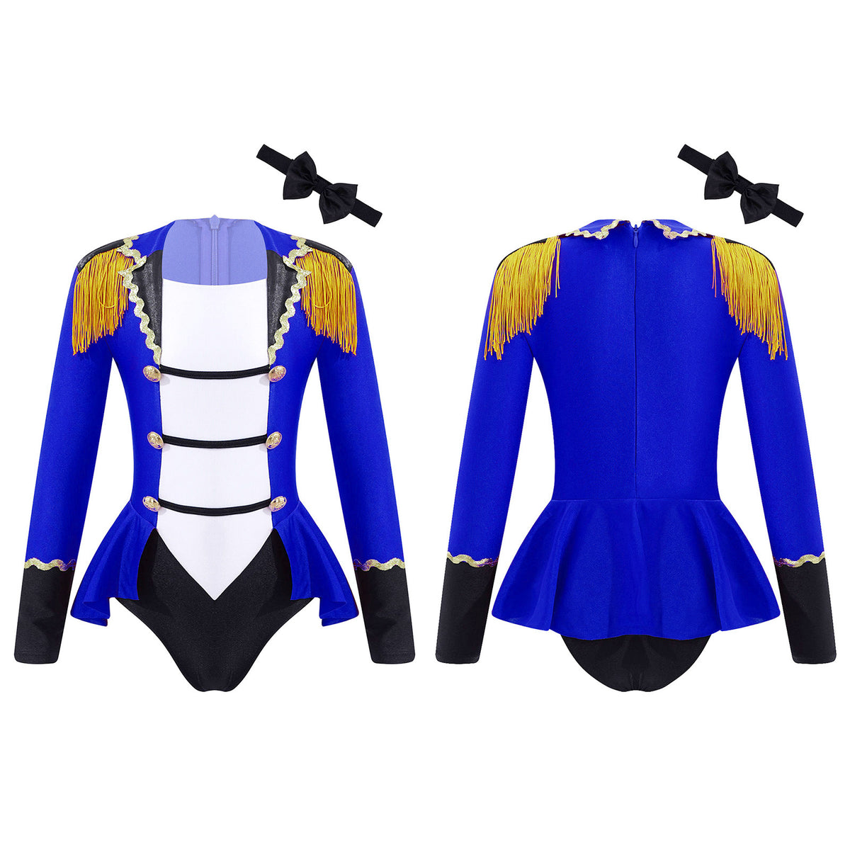 Girls Circus Ringmaster Costume Long Sleeve Patchwork Jumpsuit with Tie