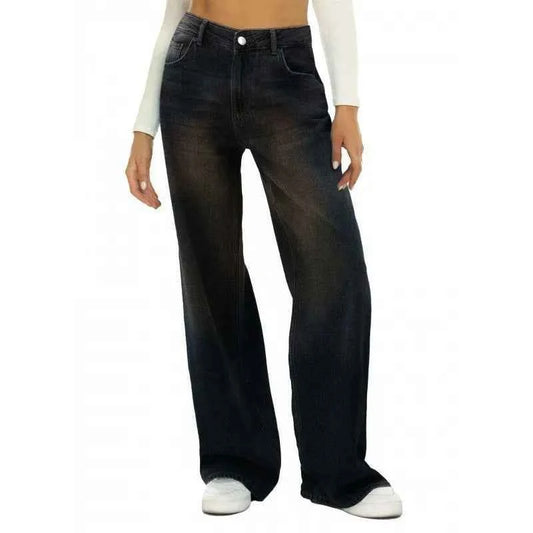 High-Waisted Vintage Denim Jeans for Women Loose Straight Leg Summer Casual Streetwear With Pockets & Holes Breathable Washable