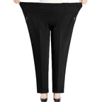 Extra Large Size XL-8XL Middle-aged Women Trousers Autumn New High Waist Elastic Casual Pants Winter Thick Velvet Warm Pants 282