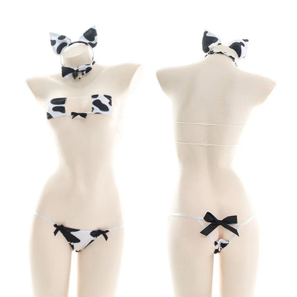 AniLV Cow Series Swimsuit Bodysuit Bikini Maid Unifrom Costume Summer Beach Kawaii Girl Swimwear Skirt Uniform Set Cosplay