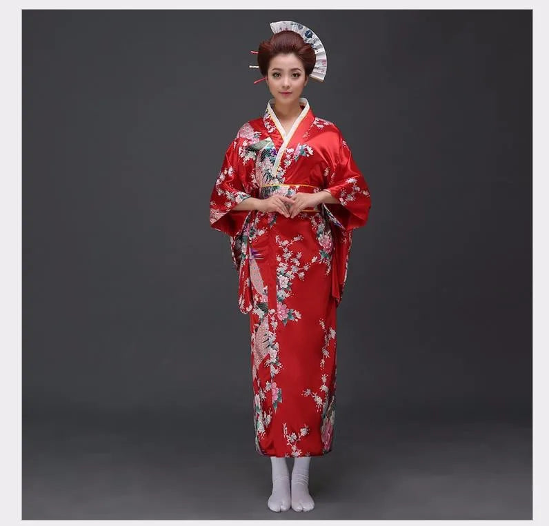 Traditional Japanese Yukata Kimono with Obi - Women's Evening Dress