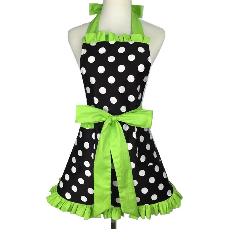 SS69 Cotton Princess Apron for Women, Oilproof Kitchen Cooking Waist Apron