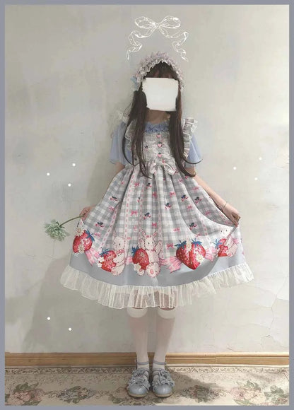 KOSAHIKI Japanese Lolita Dress Girls Strawberry Bunny Jsk Dresses Women Harajuku Sleeveless Cute  2026 Cosplay Vestido