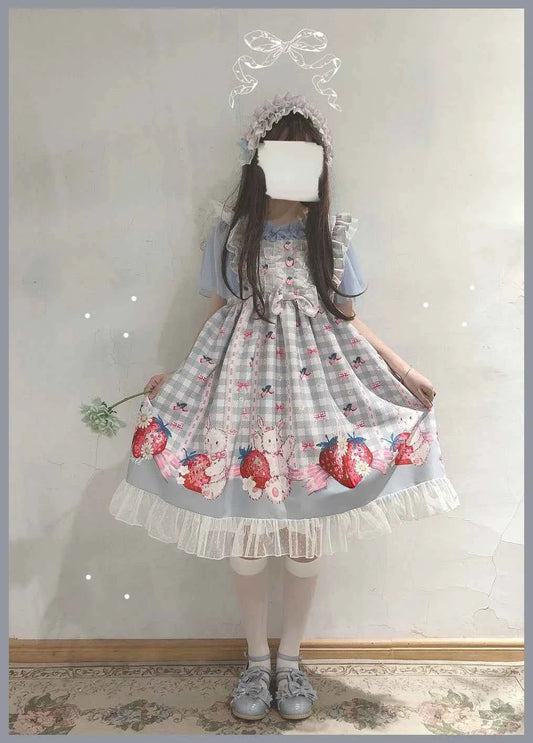 KOSAHIKI Japanese Lolita Dress Girls Strawberry Bunny Jsk Dresses Women Harajuku Sleeveless Cute  2026 Cosplay Vestido