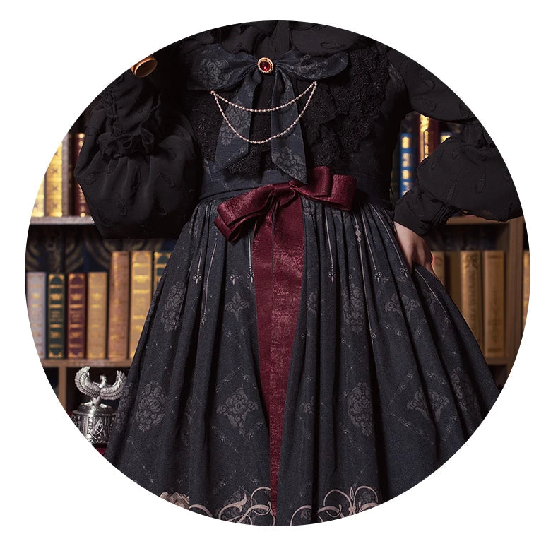 Vintage Lolita Jk Dress Women Black Gothic Bow Ruffles Party Camis Dress Japanese Kawaii Vacation Victorian Sleeveless Vestidos SS69