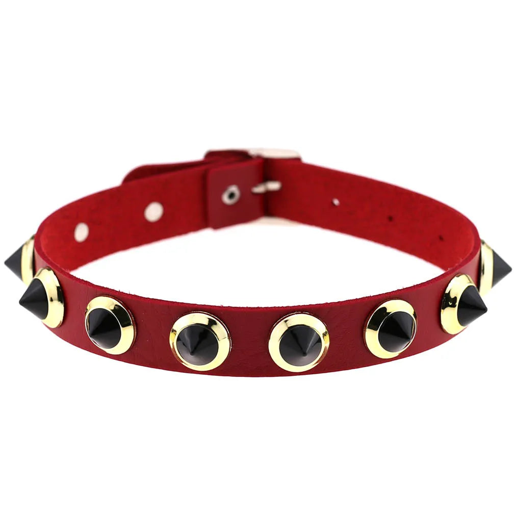 Punk Black Metal Tassel Red Choker Necklace Sexy Spiked Neck Strap Clavicle Collar Men Necklaces Hollween Women Y2K Jeweley Gift SS69