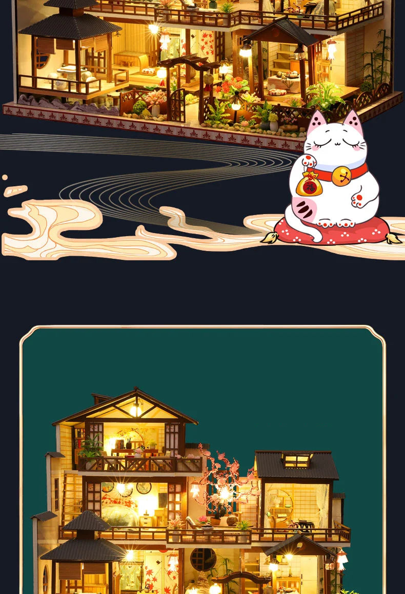 Doll House Wooden Furniture Diy Dollhouse Miniature Puzzle Assemble Miniatures Dollhouse Kits Educational Toys For Children Gift SS69