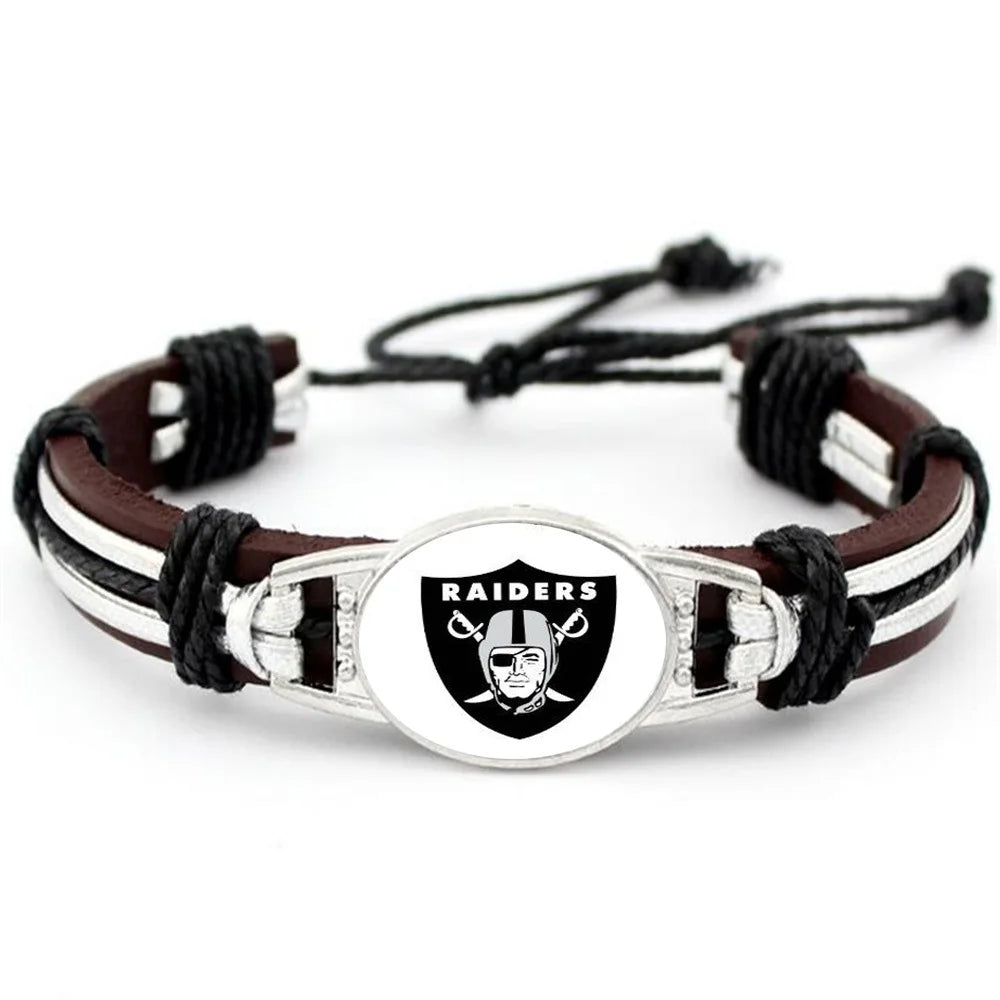 NFL Leather Charm Bracelet with Vintage Butterfly & Pearl Accents
