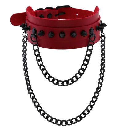 Punk Black Metal Tassel Red Choker Necklace Sexy Spiked Neck Strap Clavicle Collar Men Necklaces Hollween Women Y2K Jeweley Gift SS69 9.69 P074 red