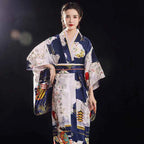 Burgundy Traditional Japanese Yukata Kimono Dress for Women Haori Floral  Cosplay Costumes Asian Long Robes Pajamas Clothing