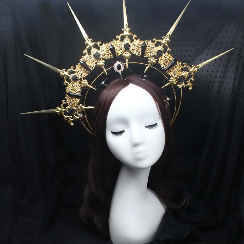 Baroque Gold Halo Headband Tiara - Lolita Vintage Goddess Style