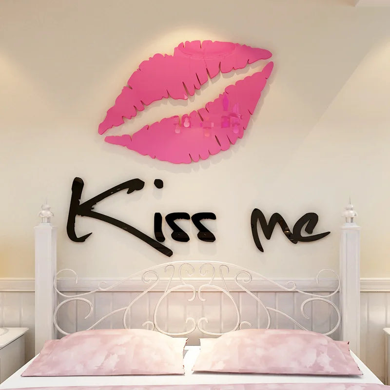 Kiss me Lips Acrylic Wall Stickers for Living Room, Bedroom, DIY Wall Stickers, Home Decor, Fashion Art, Ceramic Tile Stickers SS69 42.69 pink / L 160cm 50cm