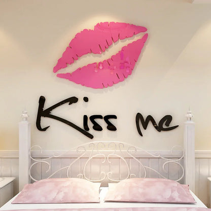 Kiss me Lips Acrylic Wall Stickers for Living Room, Bedroom, DIY Wall Stickers, Home Decor, Fashion Art, Ceramic Tile Stickers SS69 42.69 pink / L 160cm 50cm