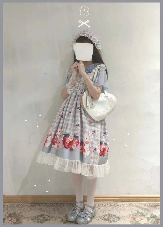 KOSAHIKI Japanese Lolita Dress Girls Strawberry Bunny Jsk Dresses Women Harajuku Sleeveless Cute  2026 Cosplay Vestido