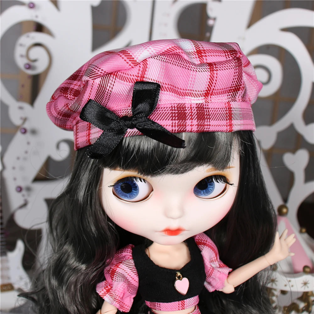 SS69 1/6 Scale Blythe Doll Anime Suit with Pink Dress and Plaid Skirt