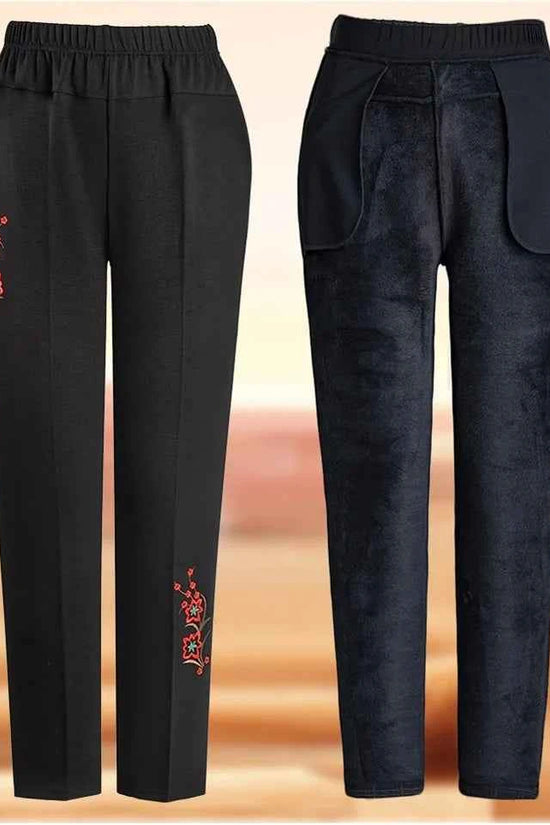 Extra Large Size XL-8XL Middle-aged Women Trousers Autumn New High Waist Elastic Casual Pants Winter Thick Velvet Warm Pants 282