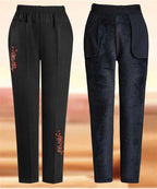 Extra Large Size XL-8XL Middle-aged Women Trousers Autumn New High Waist Elastic Casual Pants Winter Thick Velvet Warm Pants 282